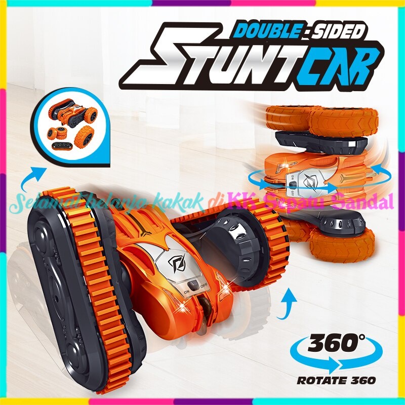 ◔‿◔ RC Double Sided Stunt Car 2 Model Roda - RC Remote Control Tank Roda 4