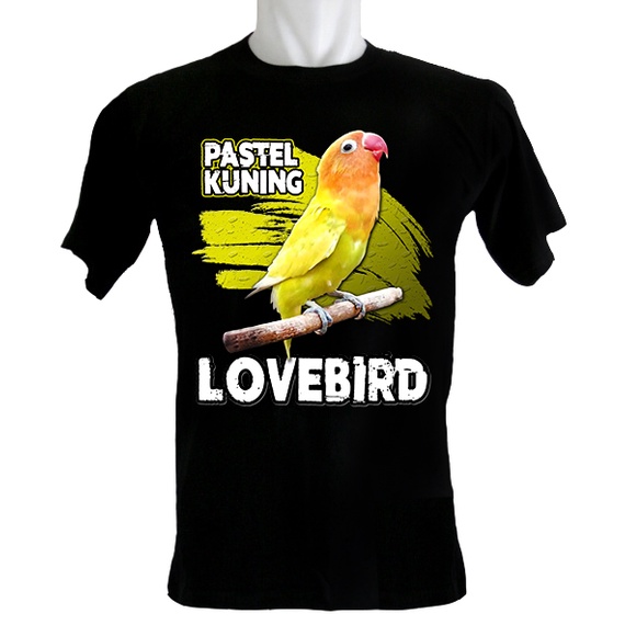Indoshirt - Kaos Lovebird Pastel Kuning Cantik - Bahan Katun - Kerah O - Ukuran 3XS sampai dengan 3X