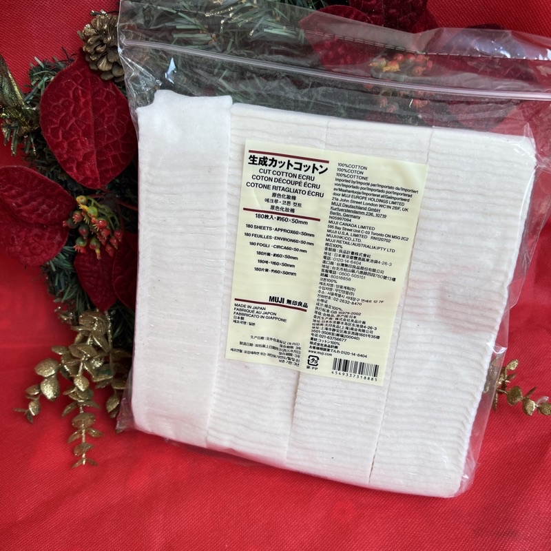 MUJI Organic Cotton 180pads - Kapas Wajah Muji Original Jepang