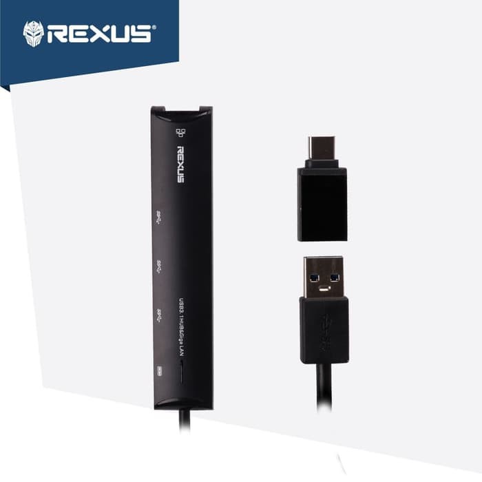 Rexus USB HUB V.3.1 H345 4 Port + LAN RJ45 GigaBit + Type C - RXH-345