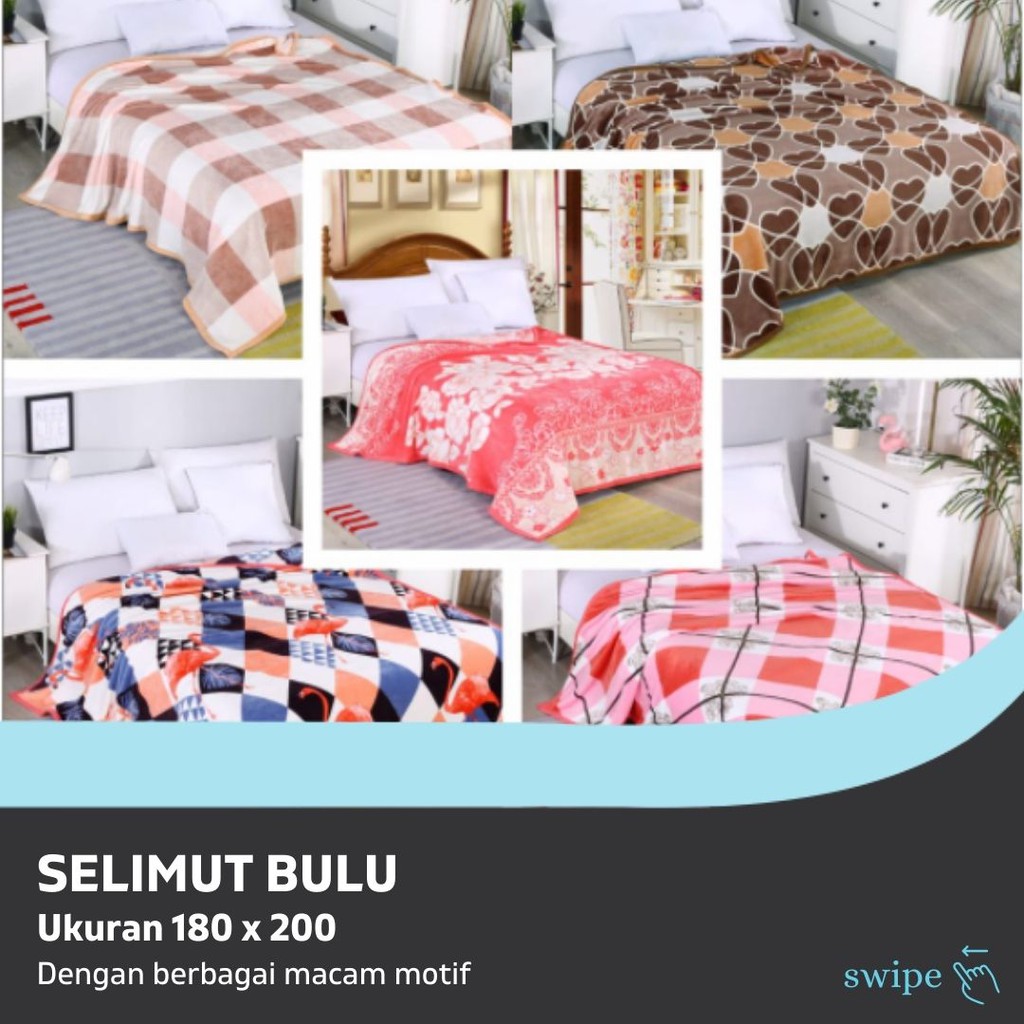 Selimut Bulu Motif Minimalis Modern Ukuran 180x200 King Size Super Lembut Kualitas Terbaik Shopee Indonesia