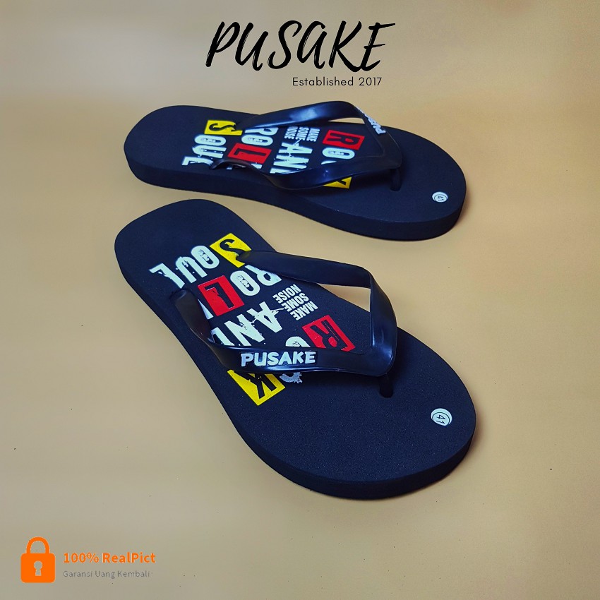 PUSAKE - Sandal Jepit Distro Printing 3D Unisex Dewasa Bandung / Flip Flop Sandals