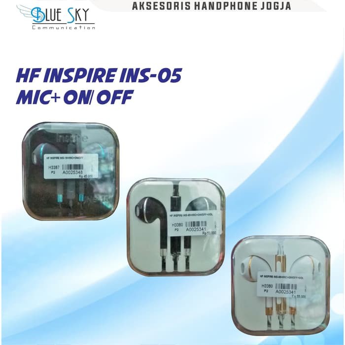 HANDSFREE HEADSET EARPHONE INSPIRE INS-05 MIC ON/OFF