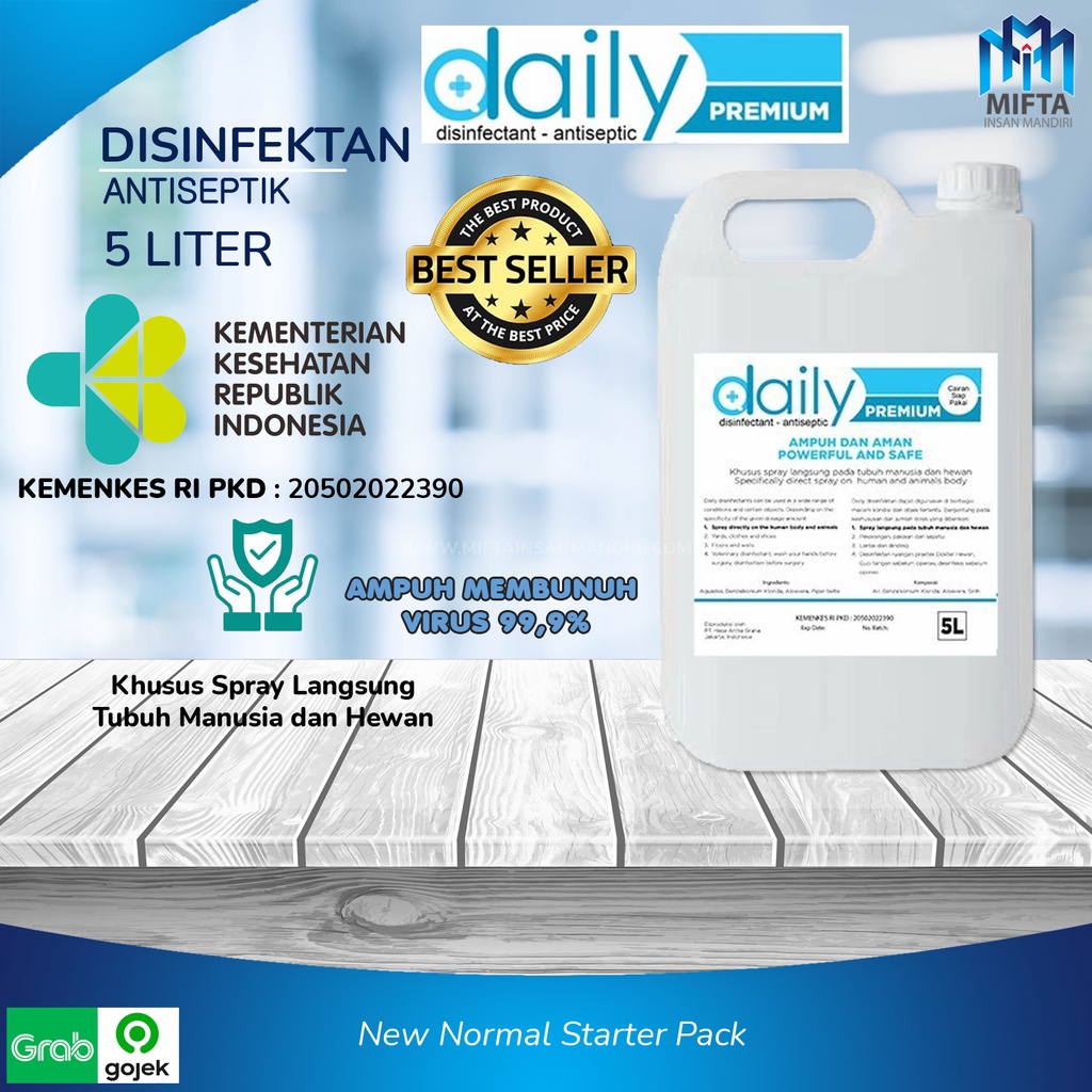 Jual DESINFEKTAN DAILY PREMIUM DISINFEKTAN ANTISEPTIC 5 LITER SIAP ...