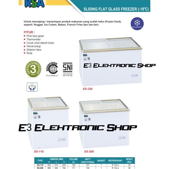 Sliding Freezer Rsa Xs110 Kulkas Kaca Pembeku 100 Liter Garansi Resmi