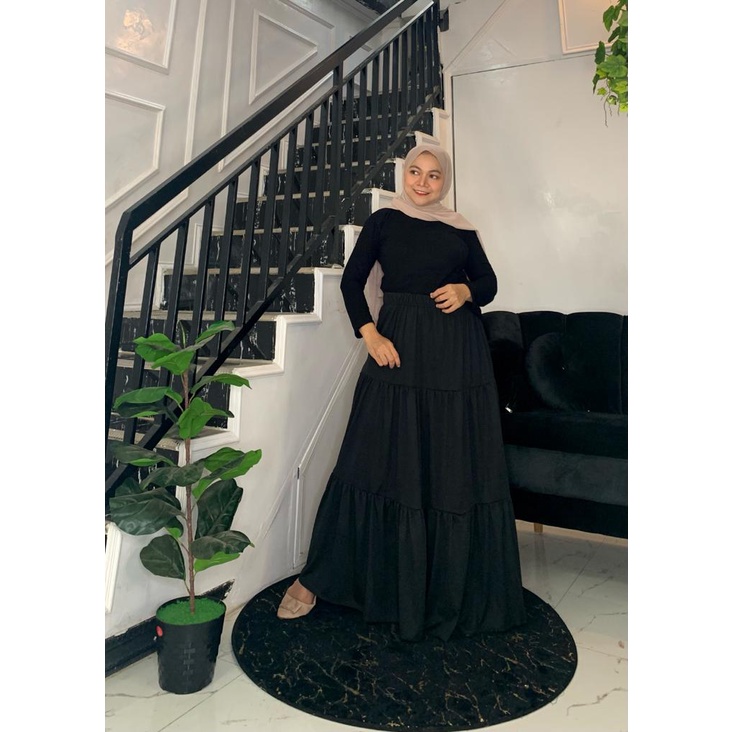 ROK POLOS TINGKAT HAYGET SUPER//ROK SUSUN MAXI WANITA