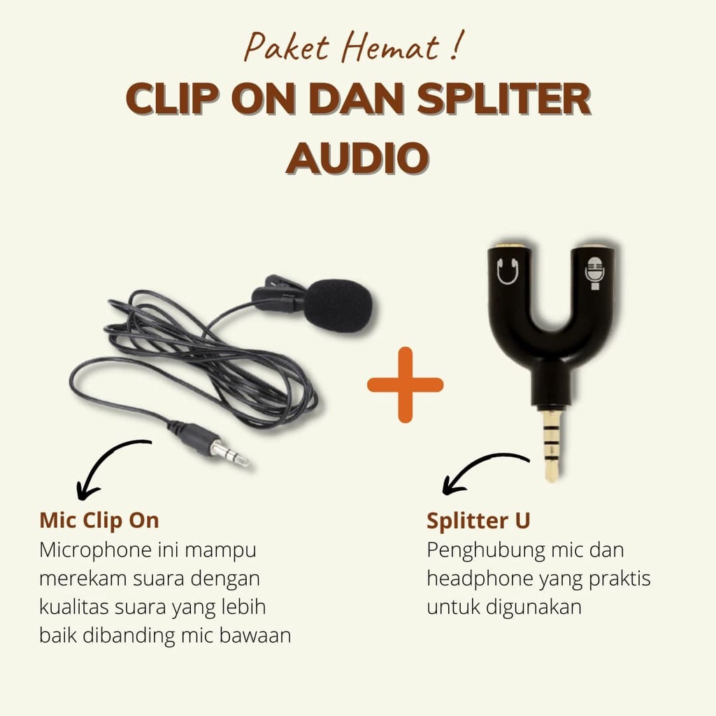 Paket Hemat Mic Clip On Smule &amp; Audio Spliter U