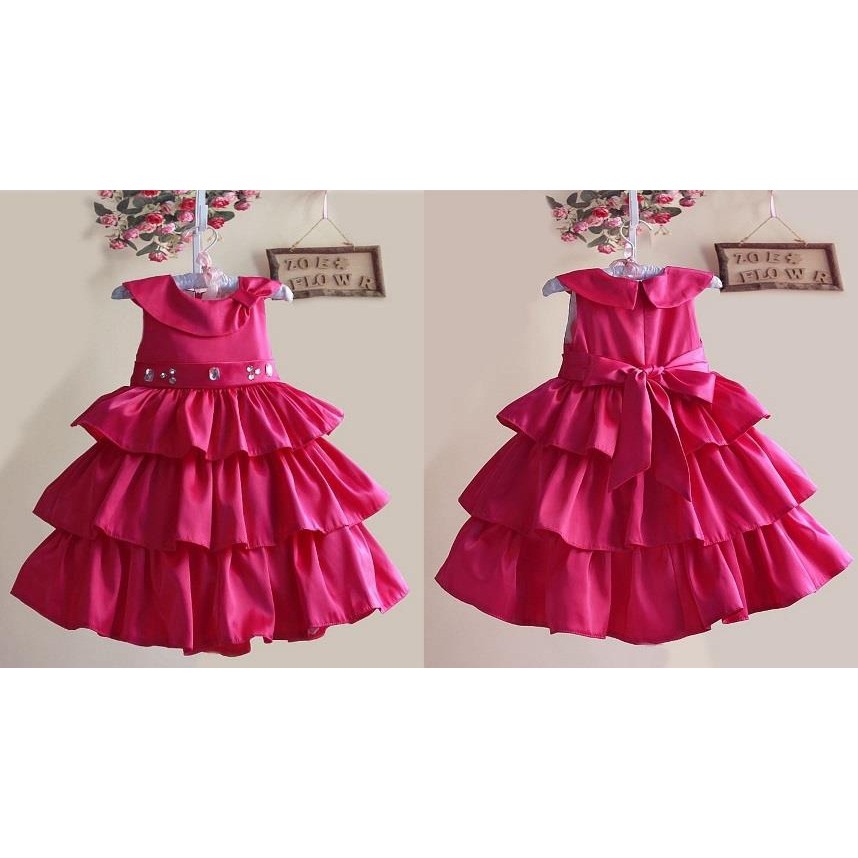 SALE - Dress Zoe Chic Fuschia | Dress Pesta Anak Import