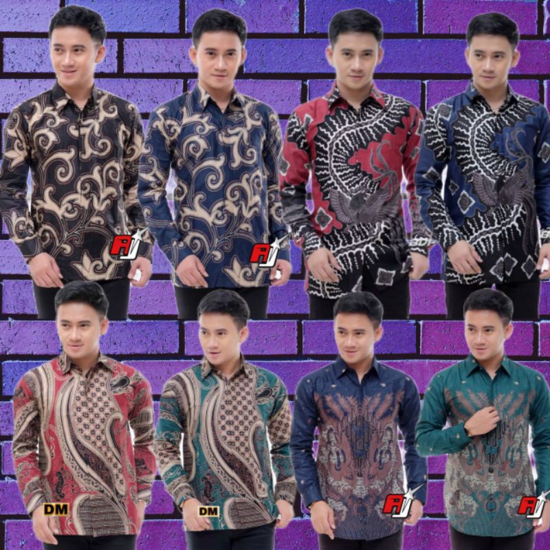 Batik Pria Lengan Panjang Batik Azmil Hrb026 Motif Keratonan Kode 002 Size M L Xl Xxl Reguler