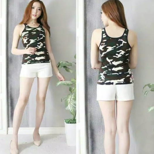ATASAN WANITA / BAJU TANGTOP WANITA LORENG ARMY / REAL PICT
