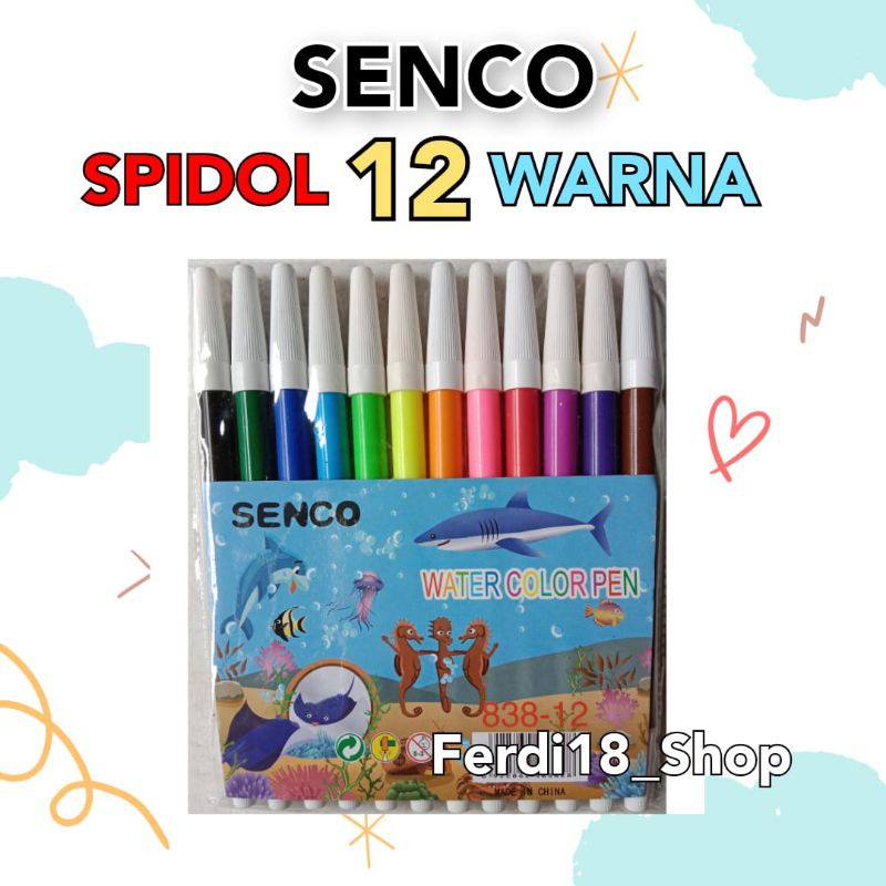 

Spidol senco 12 warna.