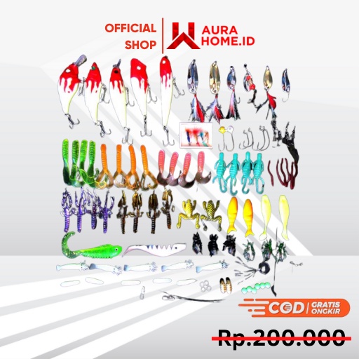 Umpan Pancing Ikan Set Fishing Bait Kit-33 100 PCS  / Umpan Pancing Pancingan Mancing Tiruan Buatan 