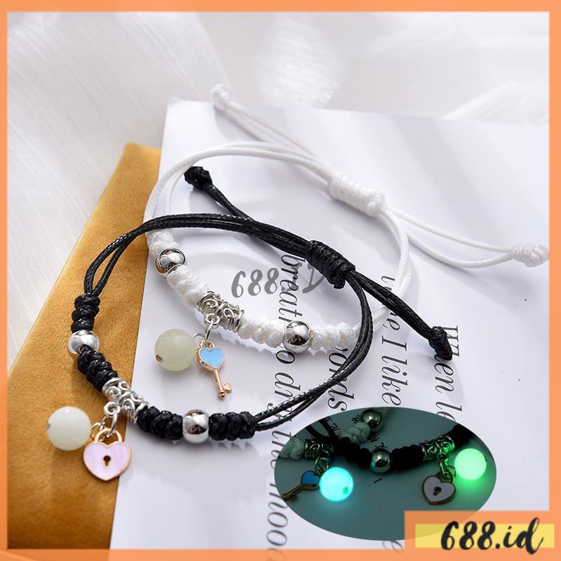 [688.id] 2pcs Gelang Couple Bisa Menyala dalam Gelap Glow In The Dark Viral Bestie Pasangan Sahabat Pacar Bahan Tali Impor Murah GL 41
