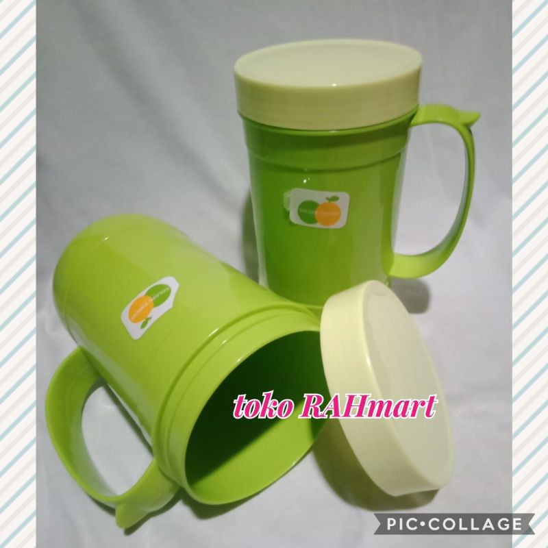 gelas cangkir plastik besar/ gelas tutup golden sunkist