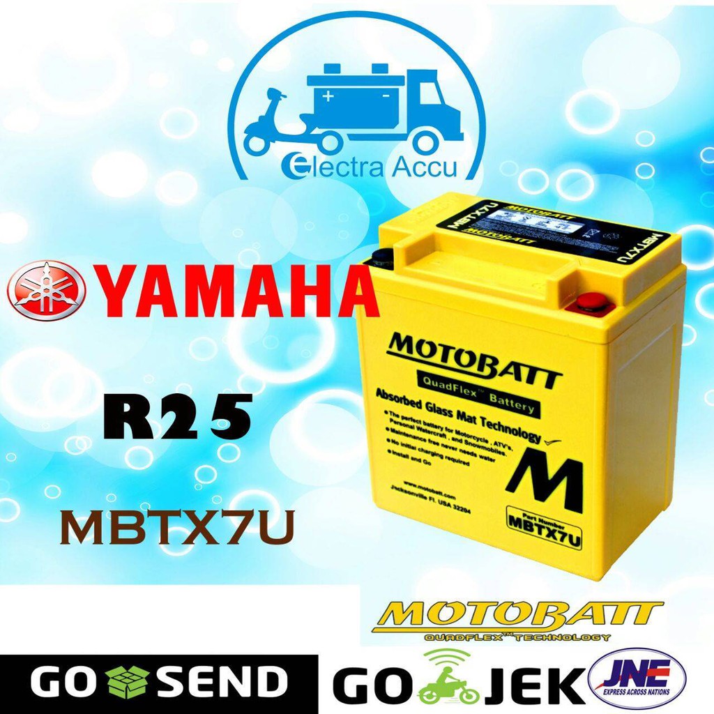  Aki  motor  Yamaha R25  Motobatt MBTX7U Aki  Kering Shopee 