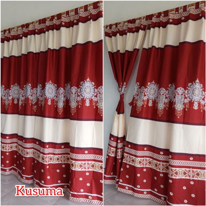 [ PINTU DAN JENDELA ] GORDEN TALI + PONI MOTIF SULTAN KUSUMA CREAM MAROON