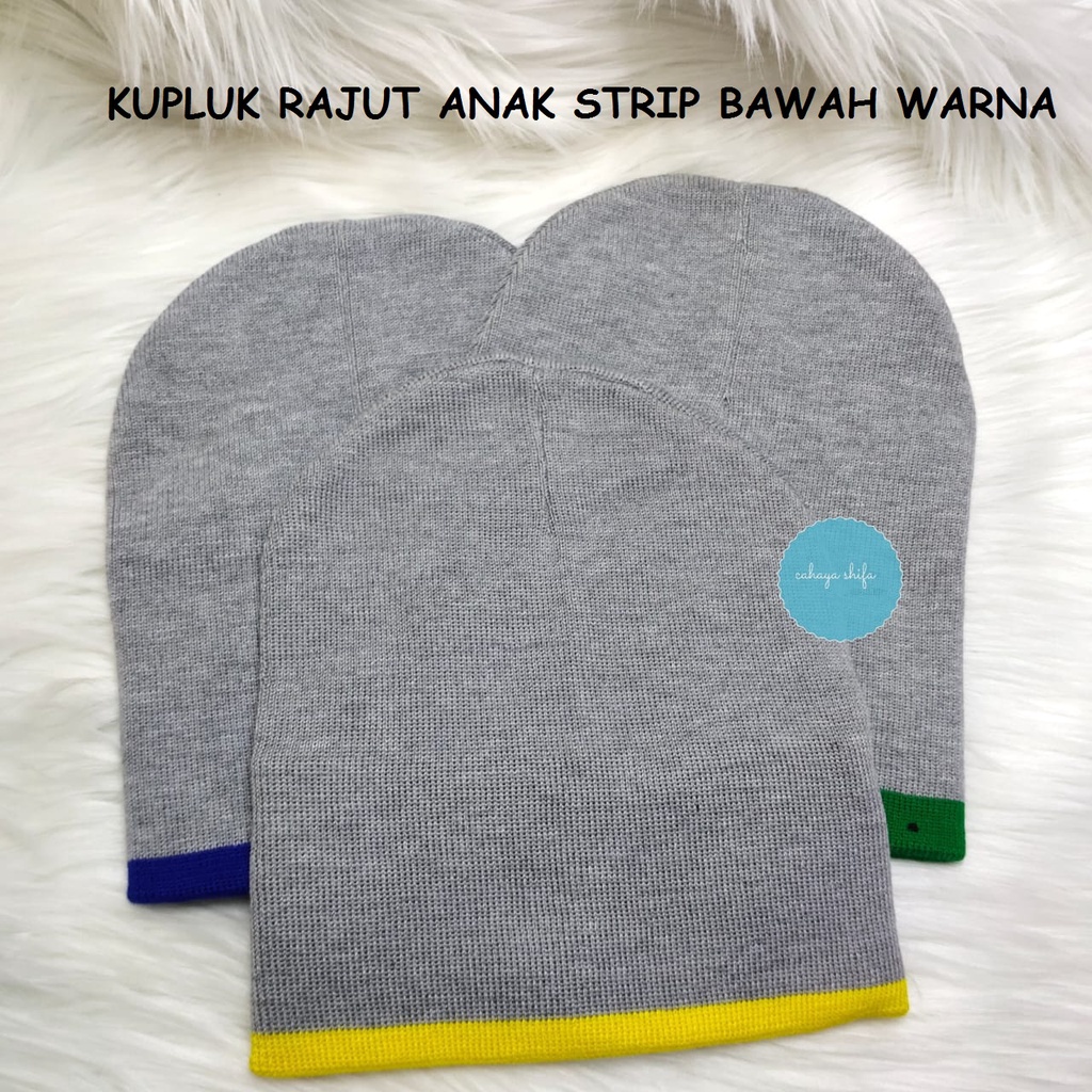 model terbaru - Kupluk Rajut Anak Strip Bawah Warna/ Beanie Hat Anak