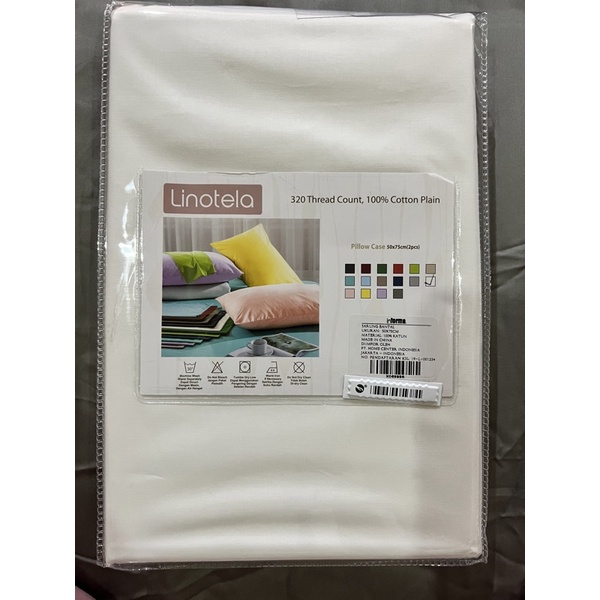 sarung bantal 4 pcs putih informa katun pillow case cotton linotela