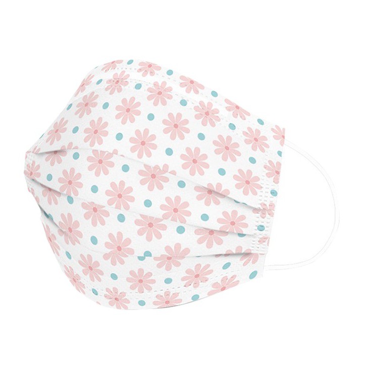 

La floret 1pack (10 pcs) masker medis printed motif Bunga pink disposable surgical mask earloop