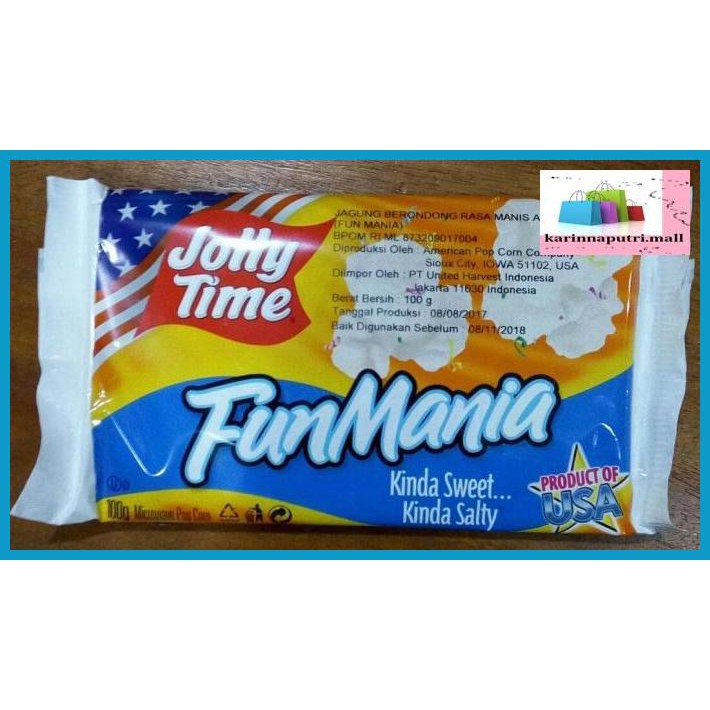 

E5Ewsfg- Promo Popcorn Jolly Time "Fun Mania" 78Itjyhf-