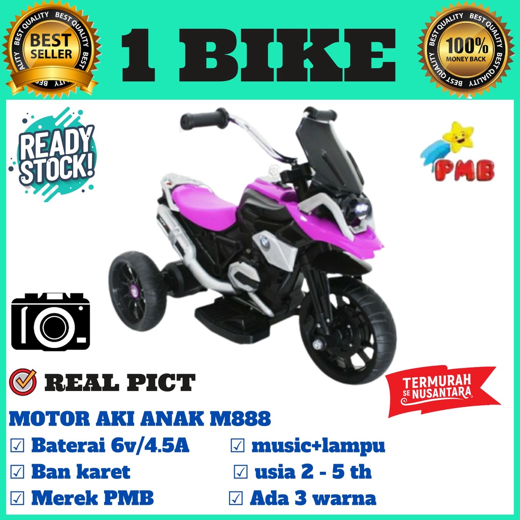 Sepeda Motor Aki Mobil Aki Anak PMB MOTOR TYPE M888 mainan anak , motoran anak murah , motor aki