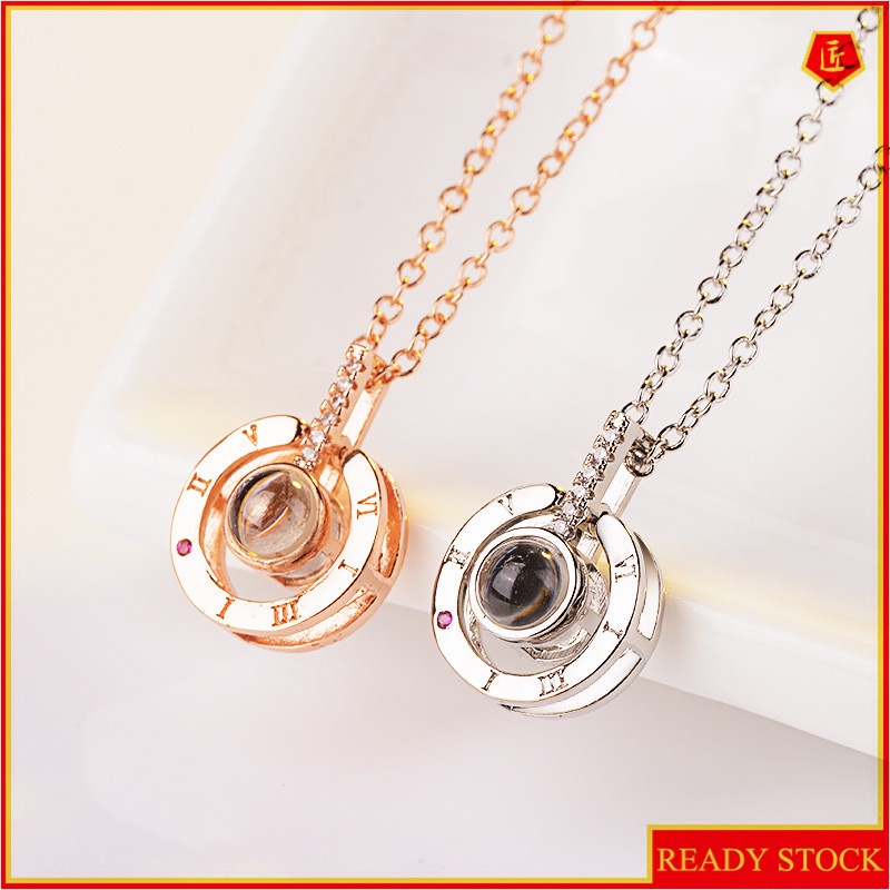 [Ready Stock]Fashion Plated 925 Sterling Silver Rose Gold Pendant Unique Geometric Jeweled Pendant