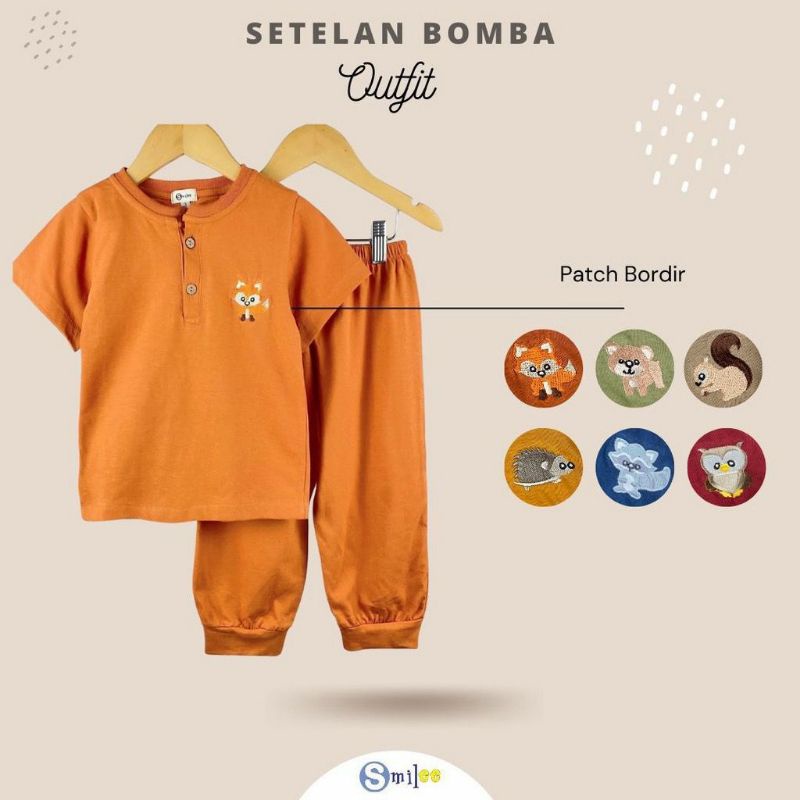 Setelan Anak Unisex BombaBahan kaos cotton combad 30s