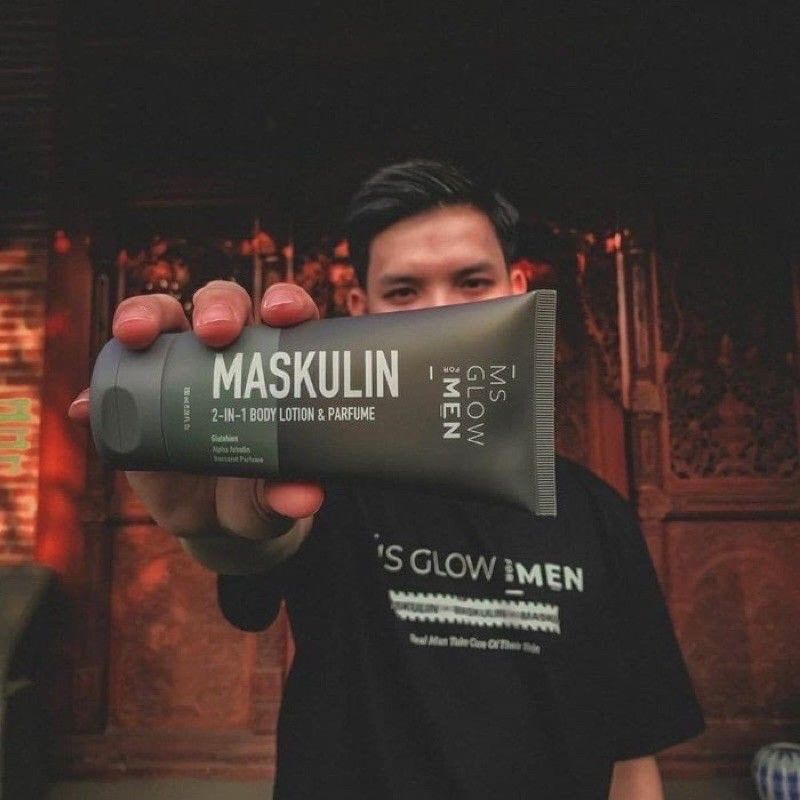 MASKULIN MS GLOW FOR MEN 2IN1 BODY LOTION DAN PARFUM TERMURAH BISA COD