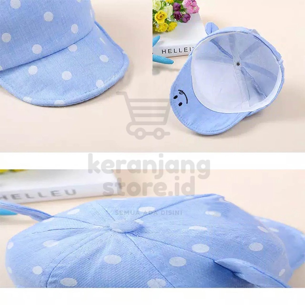 Polkadot Smile Baby Hat Topi Anak Bayi Bintik Senyum Telinga-1