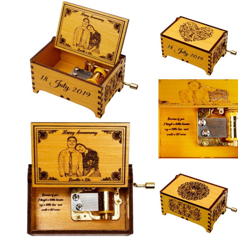 Kotak Musik Kayu Besar Manual Custom Kado Pernikahan Wisuda Anniversary Ulang Tahun Wedding Pacar