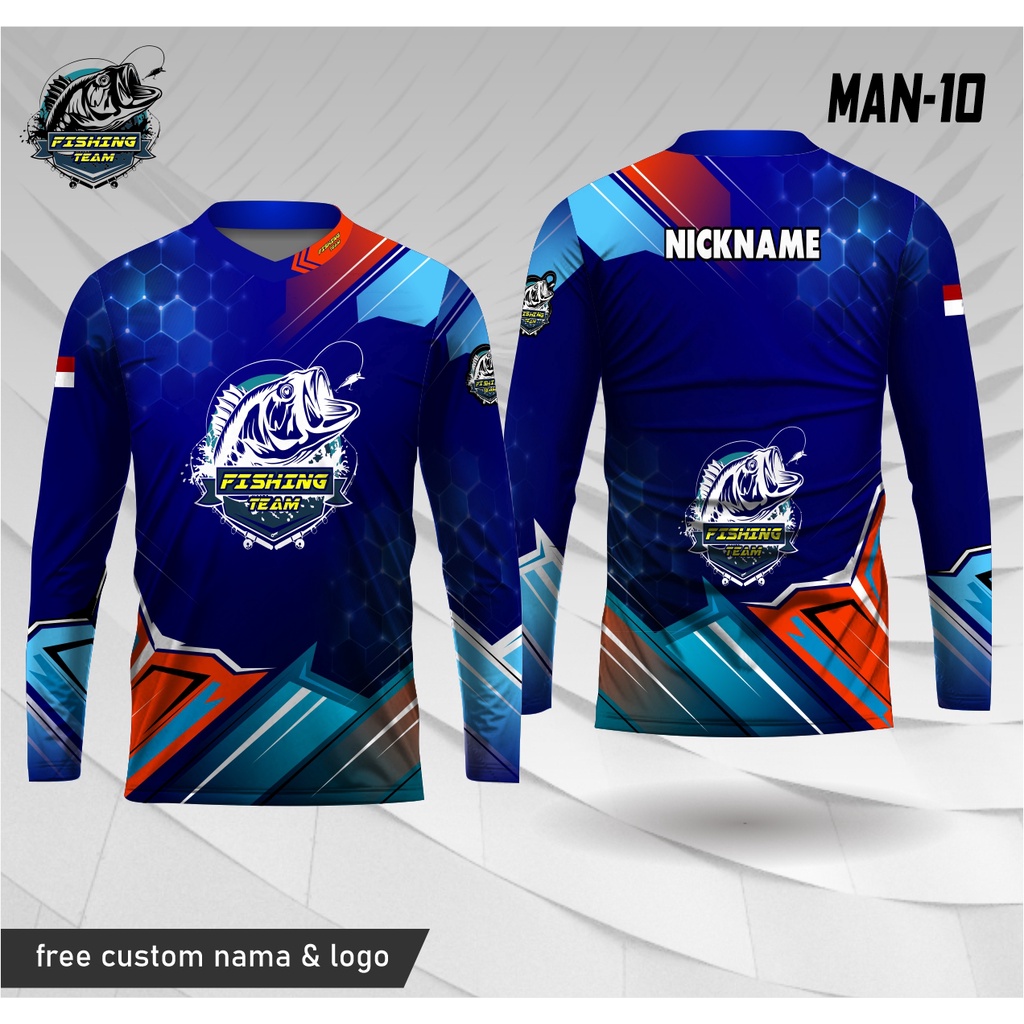 mancing jersey mancing mania lengan panjang kaos mancing free custom nama dan logo