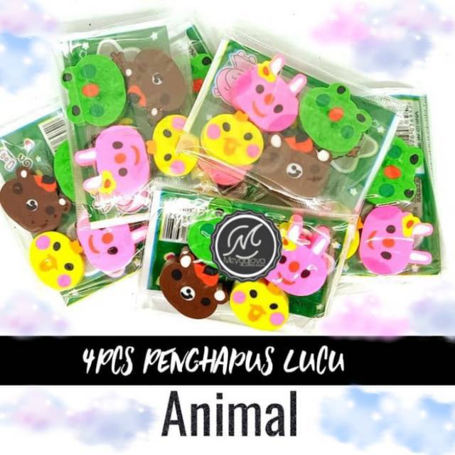 

Penghapus Lucu Unicorn - Hewan Animal Mini Eraser Isi 4 - Unicorn