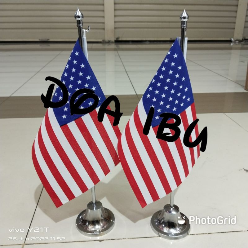 

best seller tiang stenlis meja+bendera AMERIKA SERIKAT ready stock