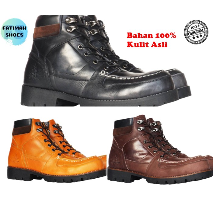 Sepatu Safety Boots Pria Ujung Besi Sepatu Rotweiller Original Handmade Bahan Kulit Sepatu safeti