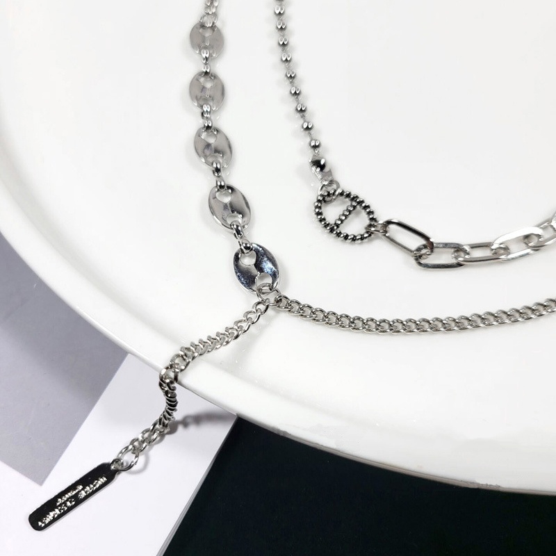 Kalung Rantai Steel Gaya Retro Hip-Hop Korea Untuk Wanita - Kalung Untuk Wanita Dan Pria Retro