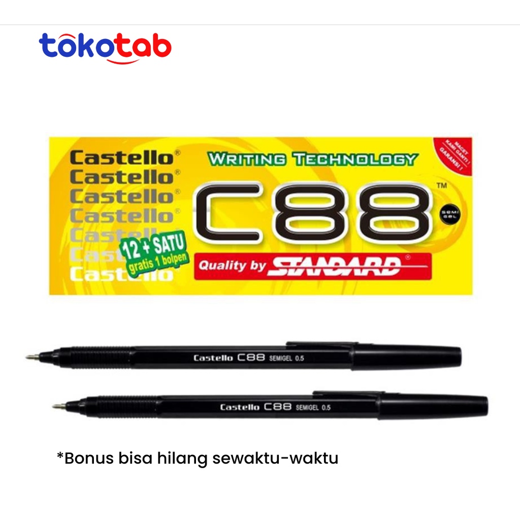 

Tokotab - [1 Pcs] Bolpoint Standard Castello C88 (Tinta Hitam)