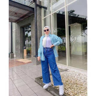 Highwaist Celana  Kulot  Jeans  High Waist Kulot  Jeans  Wanita 