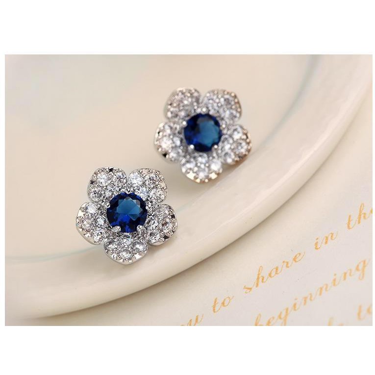 Anting fashion wanita bentuk bunga sapphire model jepang terbaru lucu imut bagus cantik