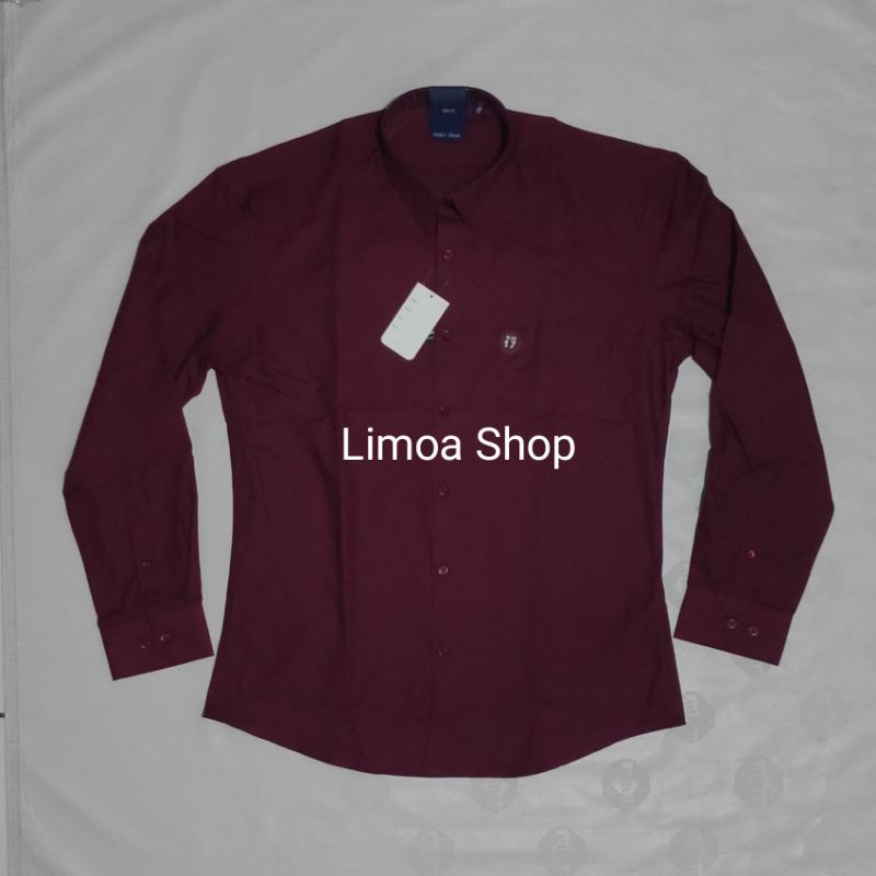 Kemeja Pria Formal STANLEY ADAMS Slim Fit Lengan Panjang Maroon ( Matahari ) KSA 10