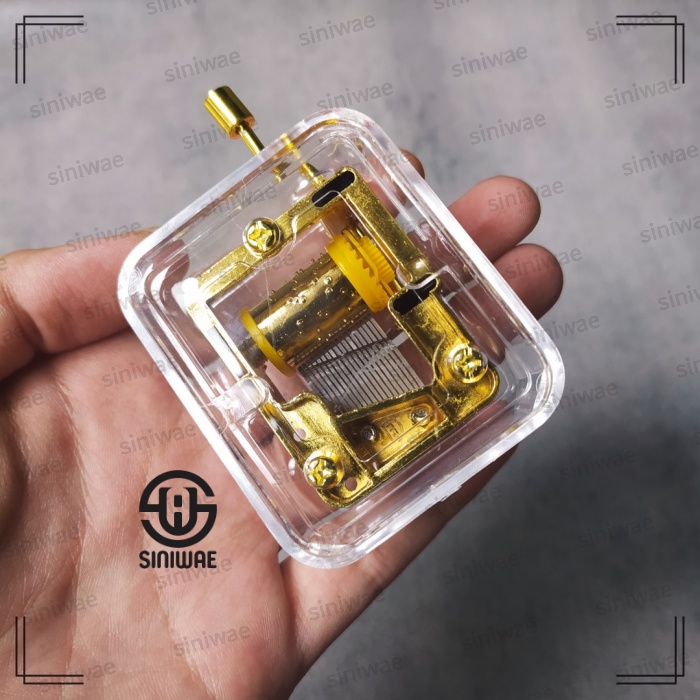 Kotak Musik Ulang Tahun Music Box Gold Happy Birthday Acrylic Manual Engkol Mesin Akrilik Antik Hadiah Kado