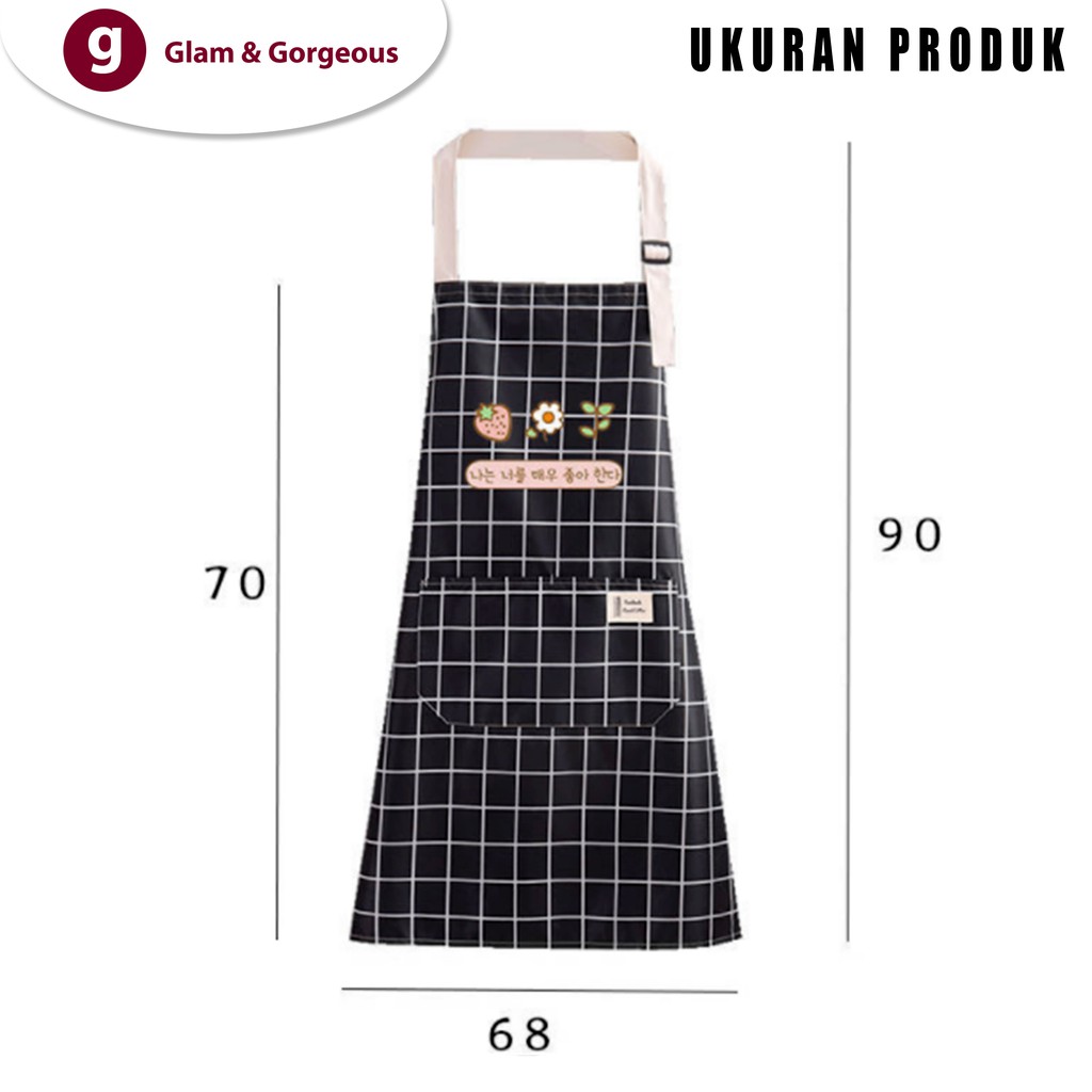 Apron Celemek Masak Barista Dapur Motif Garis Waterproof CM011