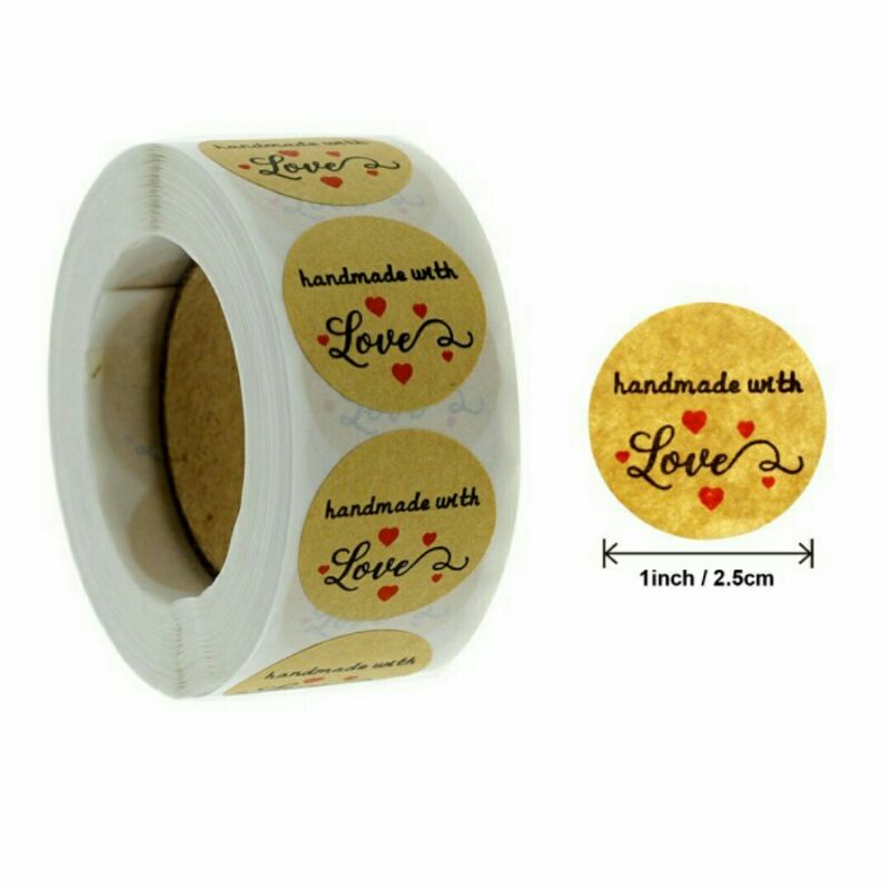 

Stiker Handmade With Love Coklat Love / Sticker Hand Made Bulat