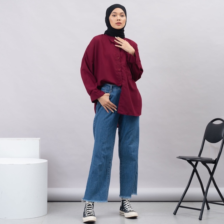 [100K GET 4] The Bloom House - Indraini Shirt Wolfis Atasan Wanita Kemeja Polos B105