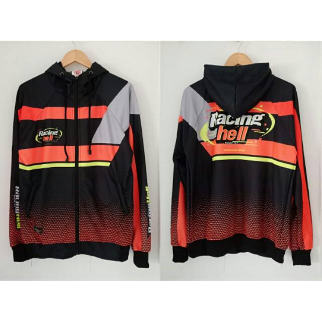 Jaket RACING HELL Printing Hitam Orange