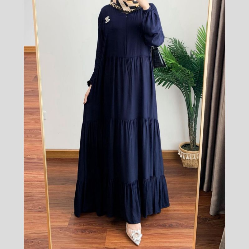 Orimoza Amanda gamis susun rayon viscose-HD AMANDA NAVYLD106