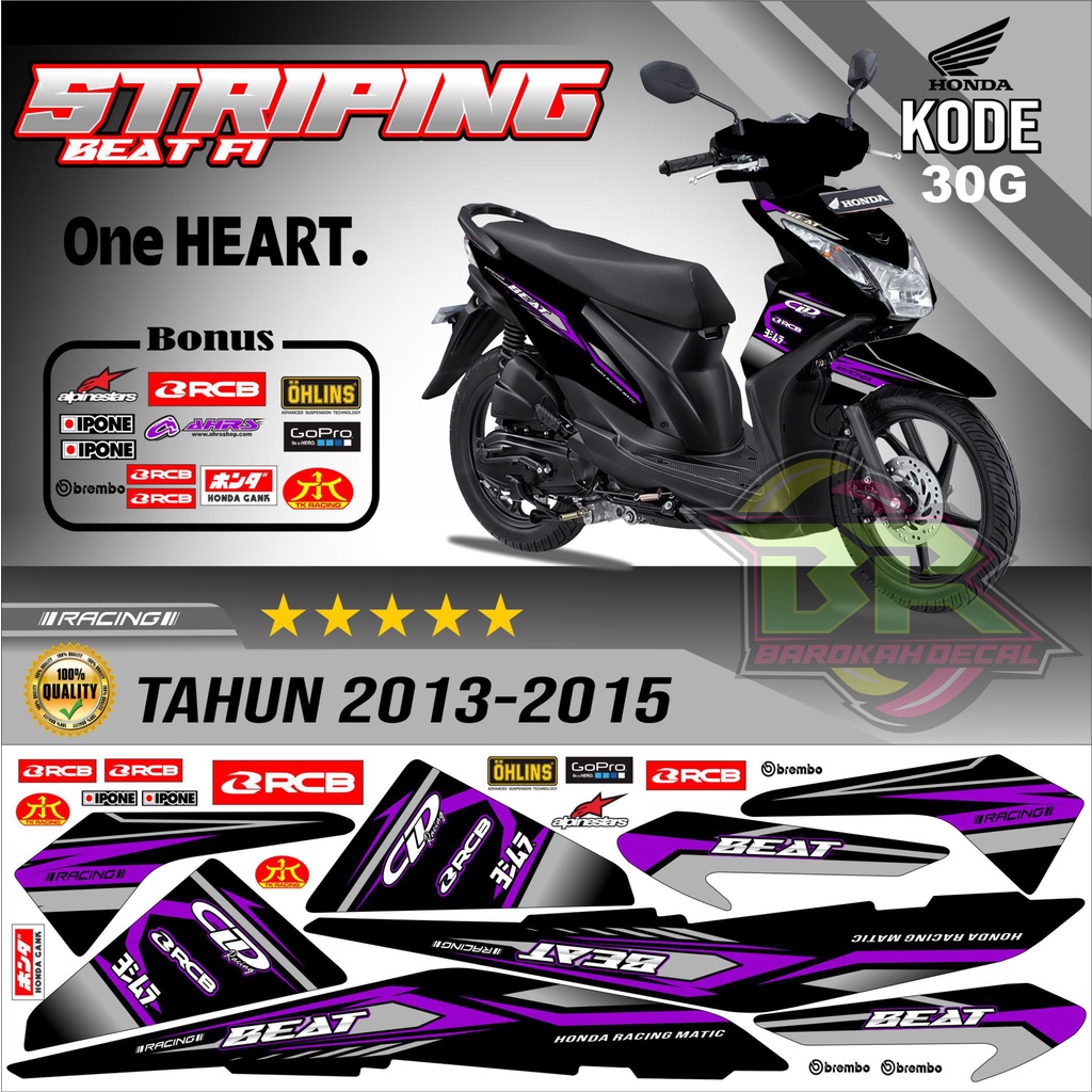 Striping Beat Fi 2013-2016 Stiker Lis Motor Beat Variasi kode 30