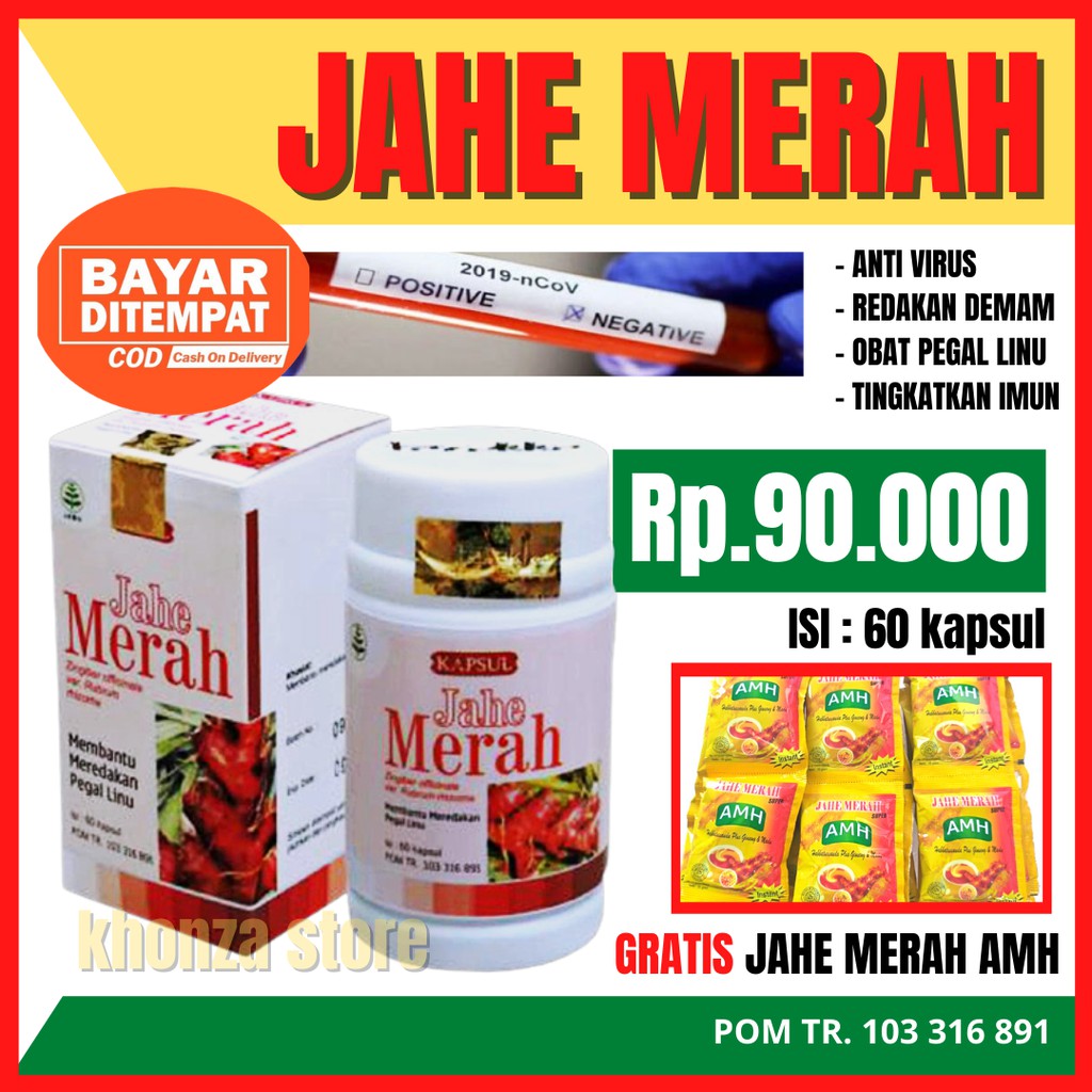

Jahe Merah Bubuk Kapsul Antivirus Meningkatkan Imun Redakan Nyeri Haid dan Sakit Sendi