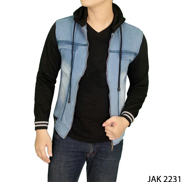 Jaket Jeans Hoodie Jeans – Flece Biru Muda – JAK 2231