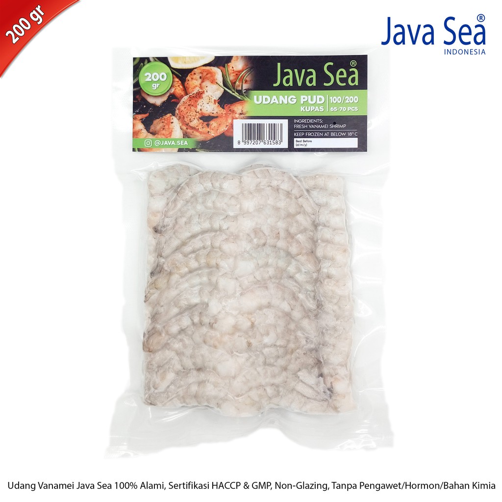 

JAVA SEA Udang Vanamei Kupas Beku PUD V 100/200 pack 200gr