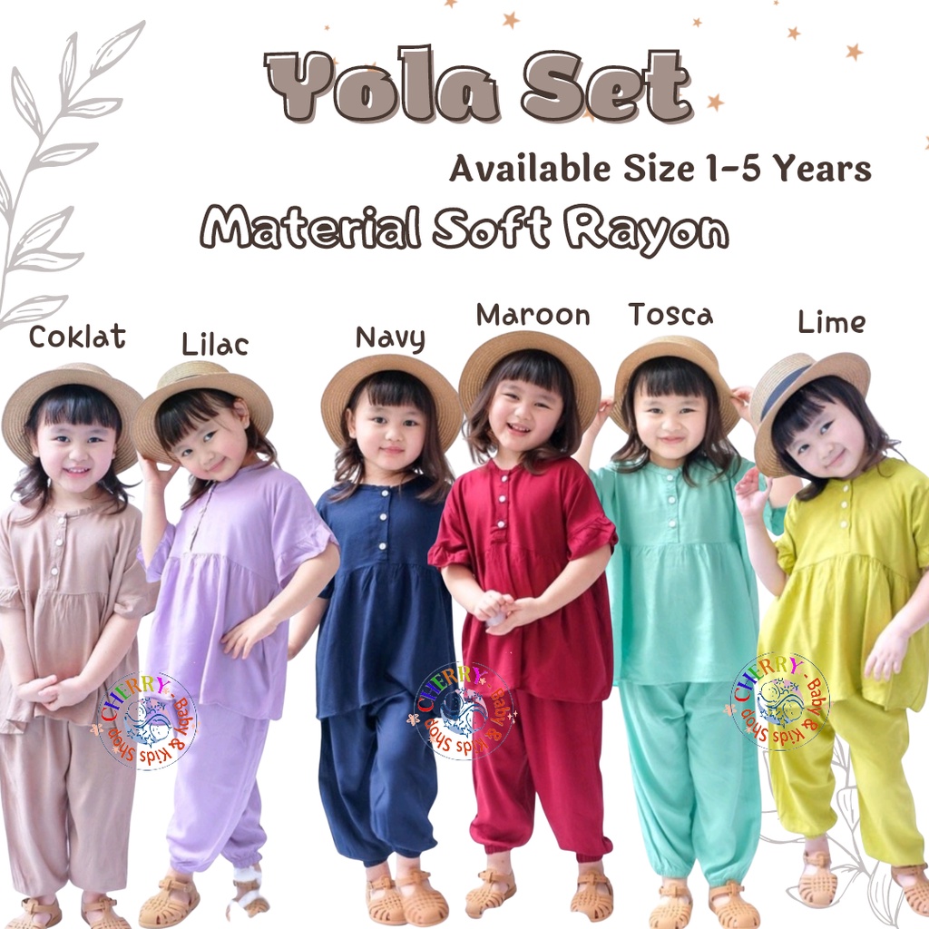 Setelan Anak Rayon Polos Smilee Yola Mix Warna size 1-5Tahun CBKS S23